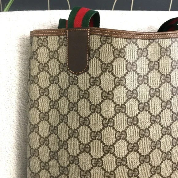 Gucci authentic brown monogram coated canvas tote bag - Picture 10 of 15
